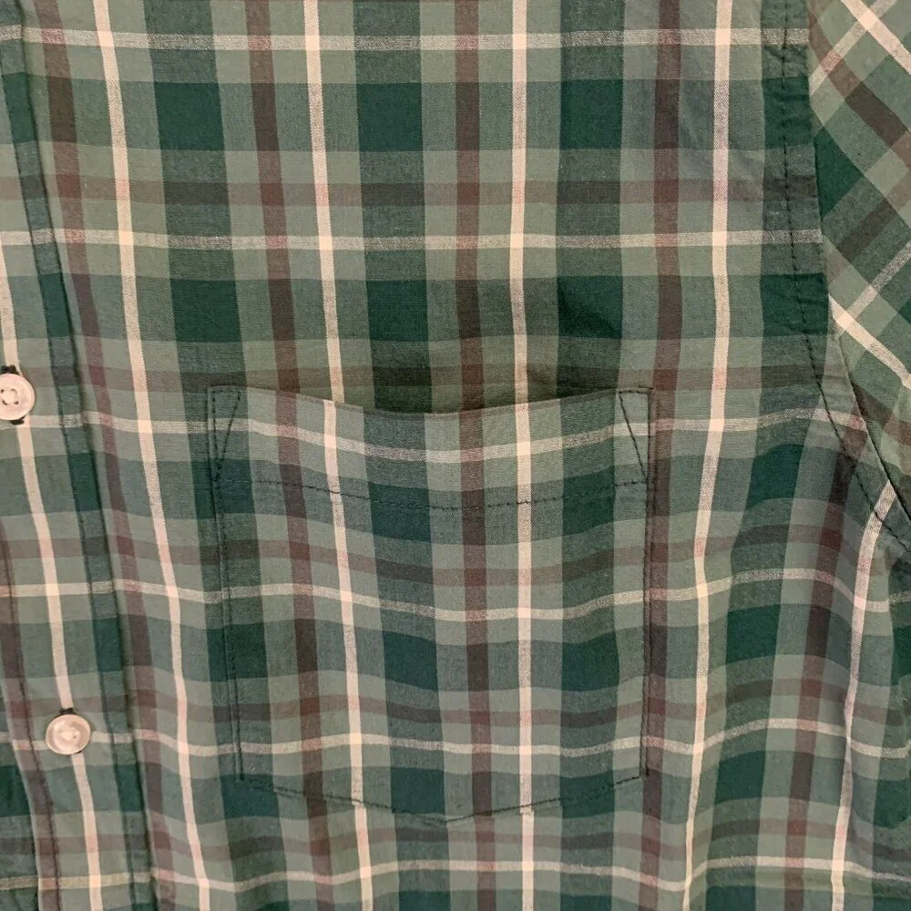 Gap Men's Long Sleeves Button Up Green Stretch Plaid Shirt Size M - NWT $49
